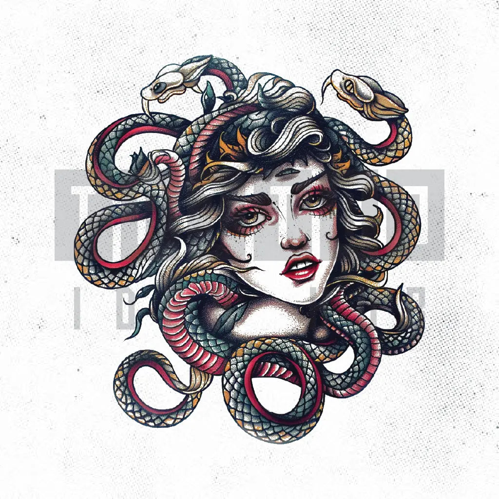 traditional medusa tattoo idea design stencil png