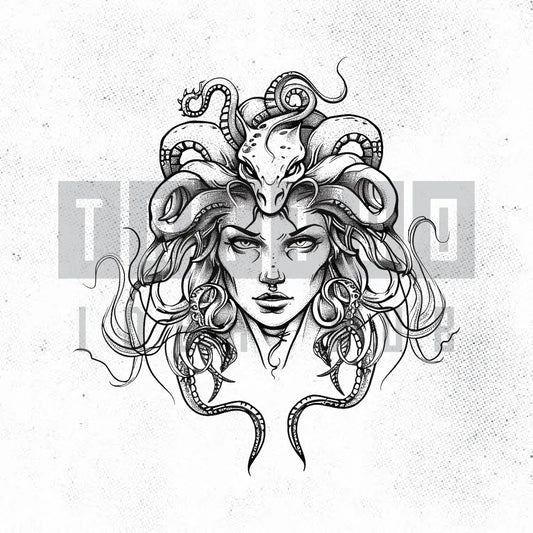simple medusa outline tattoo idea design stencil png