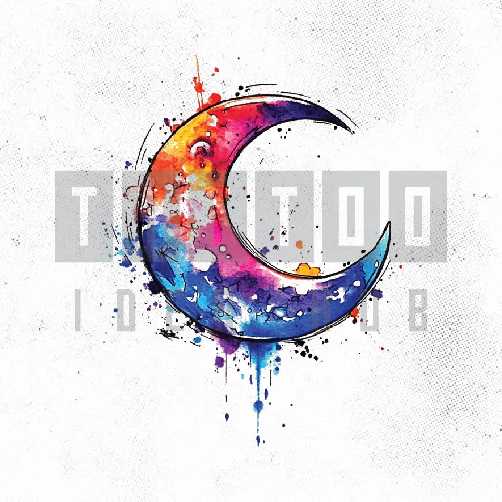 colorful moon tattoo idea design stencil png