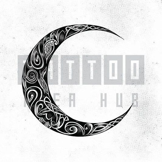 tribal celtic moon tattoo idea design stencil png