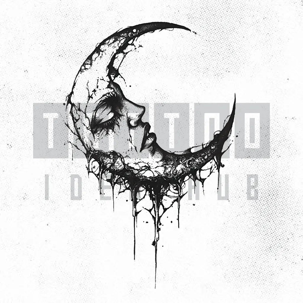 gothic moon tattoo idea design stencil png