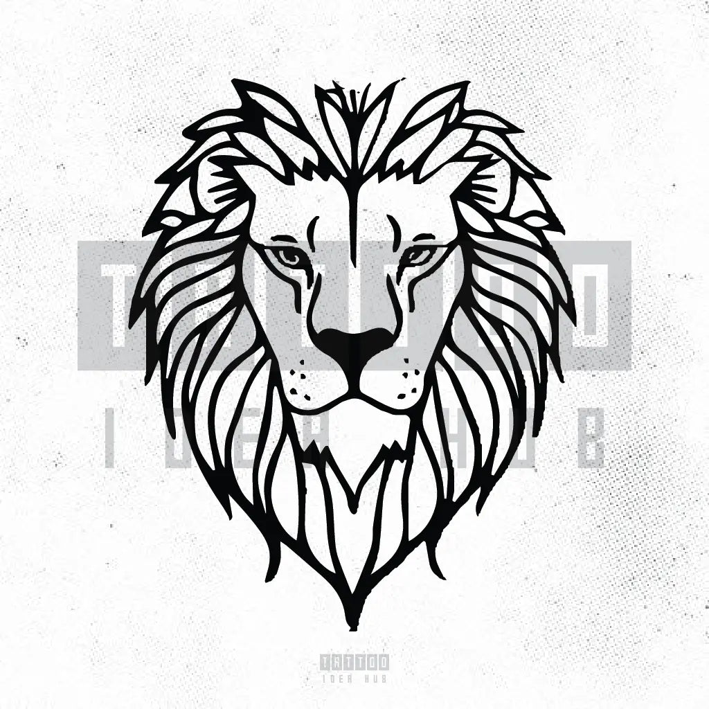 simple minimal lion outline tattoo idea design stencil png