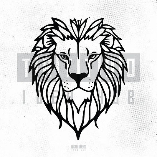 simple minimal lion outline tattoo idea design stencil png
