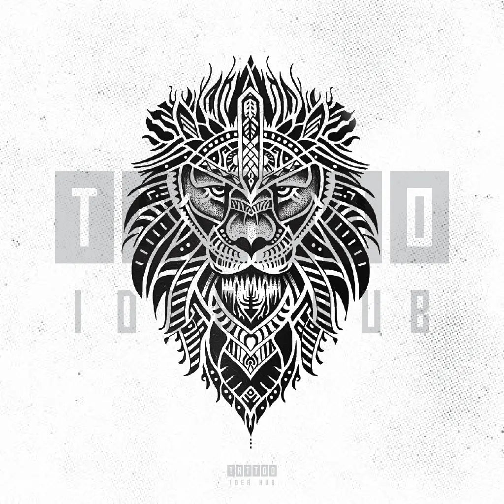 polynesian lion tattoo idea design stencil png