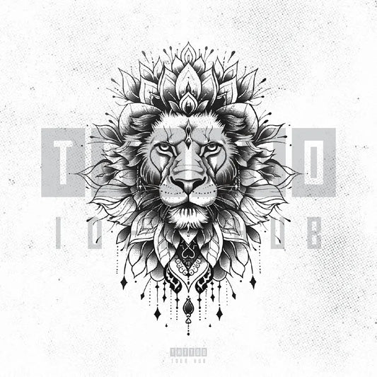 lion mandala tattoo idea design stencil png