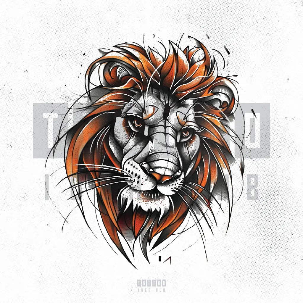 neo traditional lion tattoo idea design stencil png