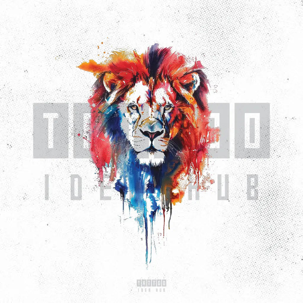 colorful lion tattoo idea design stencil png