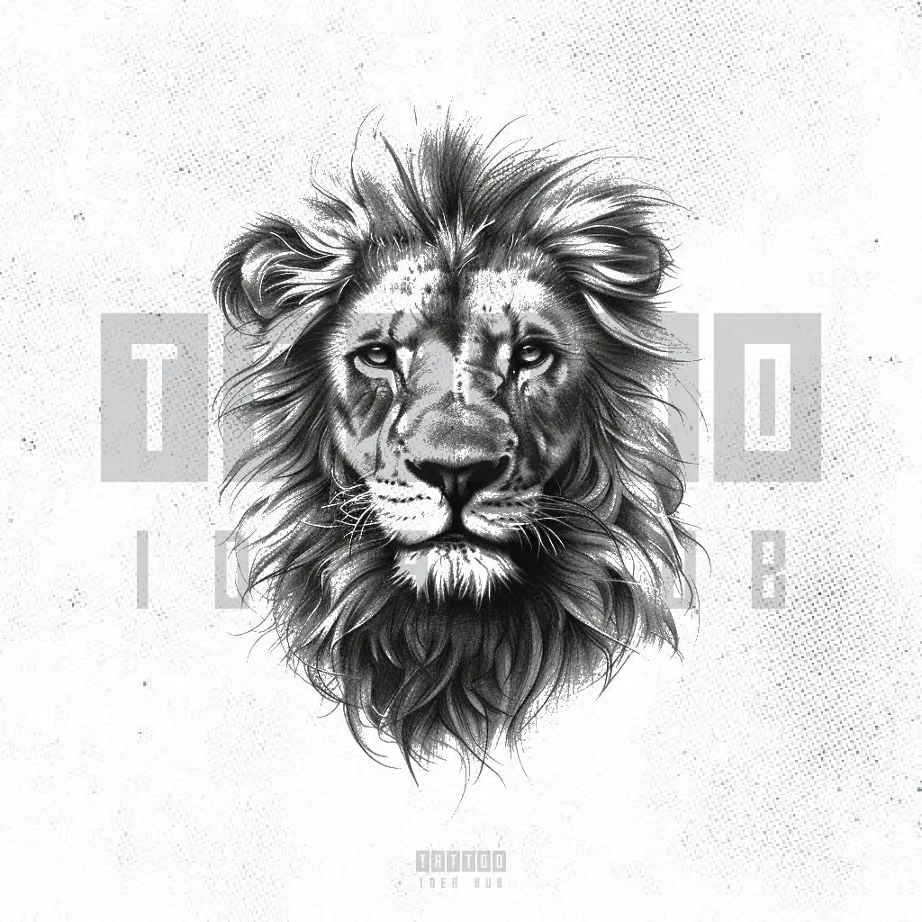 realistic lion tattoo idea design stencil png