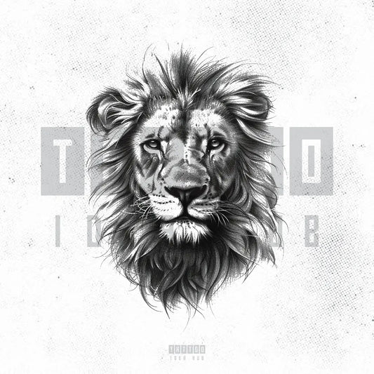 realistic lion tattoo idea design stencil png