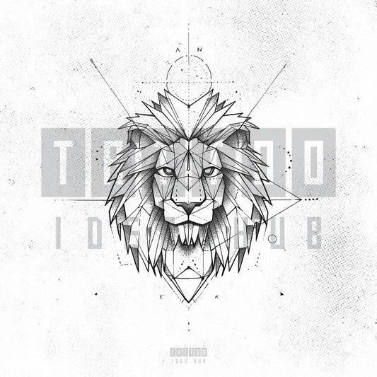 geometric lion tattoo idea design stencil png