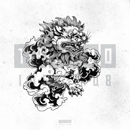 japanese lion tattoo idea design stencil png