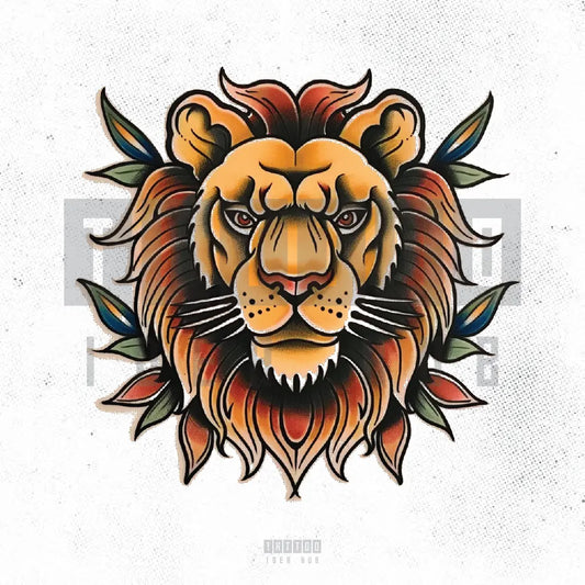 traditional lion tattoo idea design stencil png