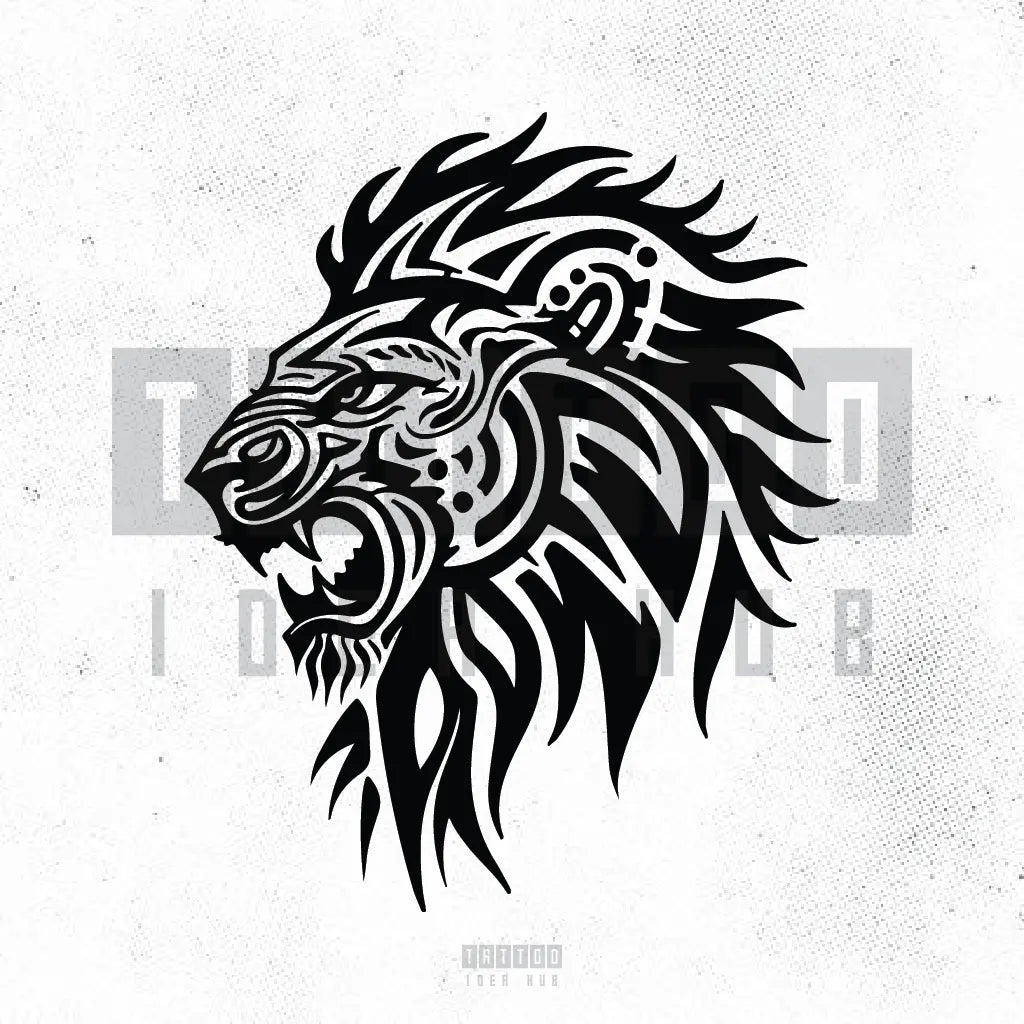 tribal lion tattoo idea design stencil png