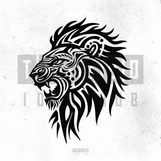 tribal lion tattoo idea design stencil png