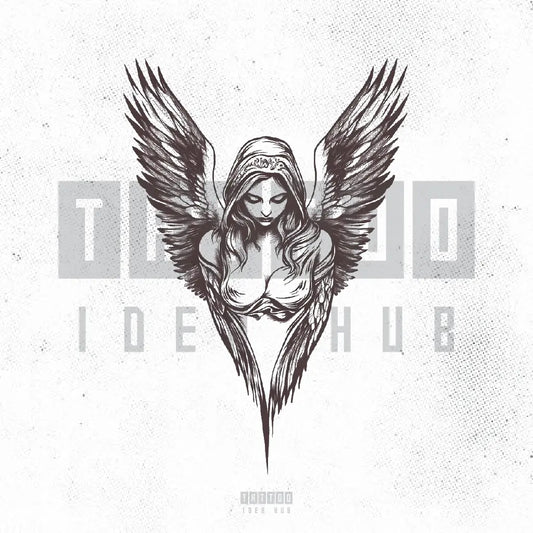 simple guardian angel tattoo idea design stencil png