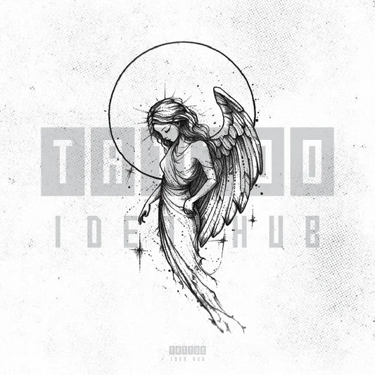 simple geometric angel tattoo idea design stencil png