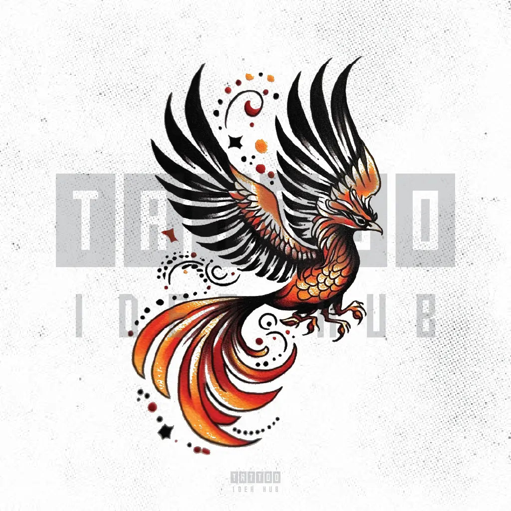 neo traditional phoenix tattoo idea design stencil png