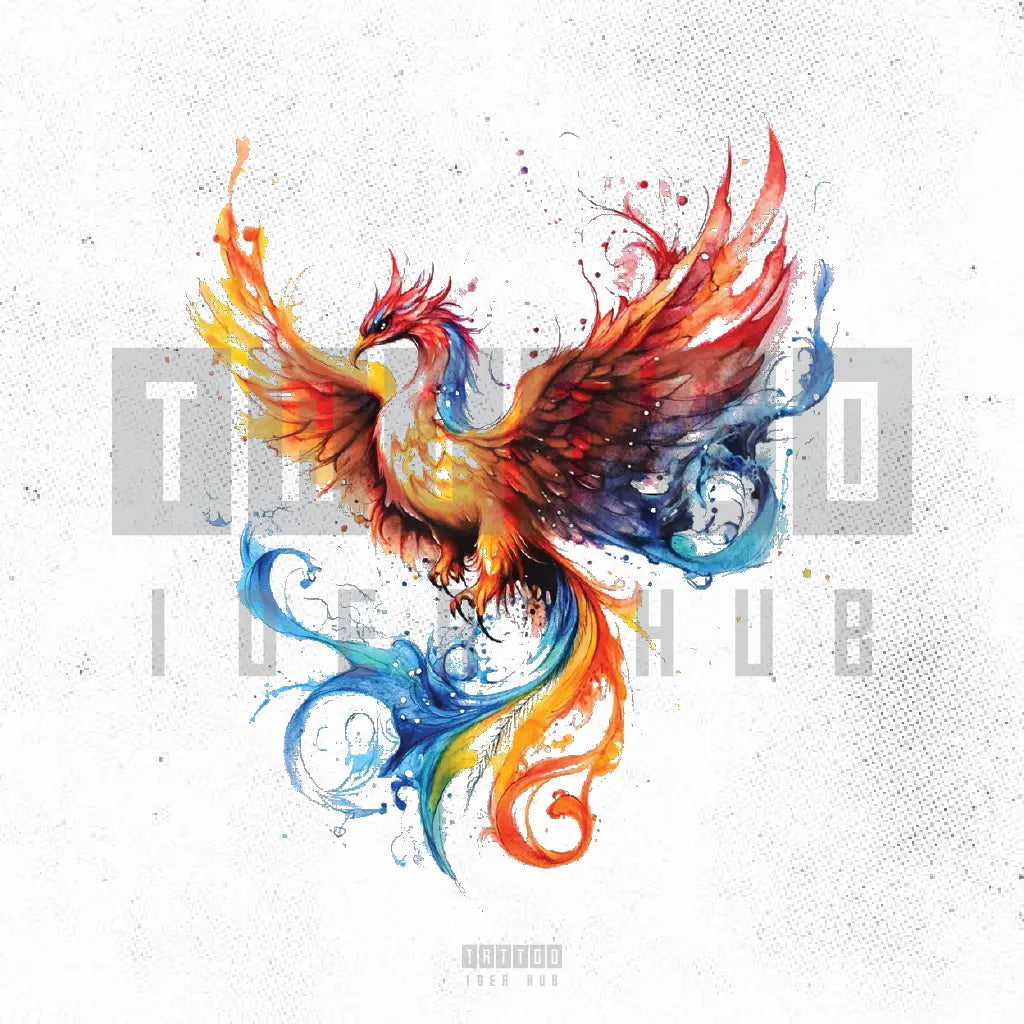 watercolor phoenix tattoo idea design stencil png