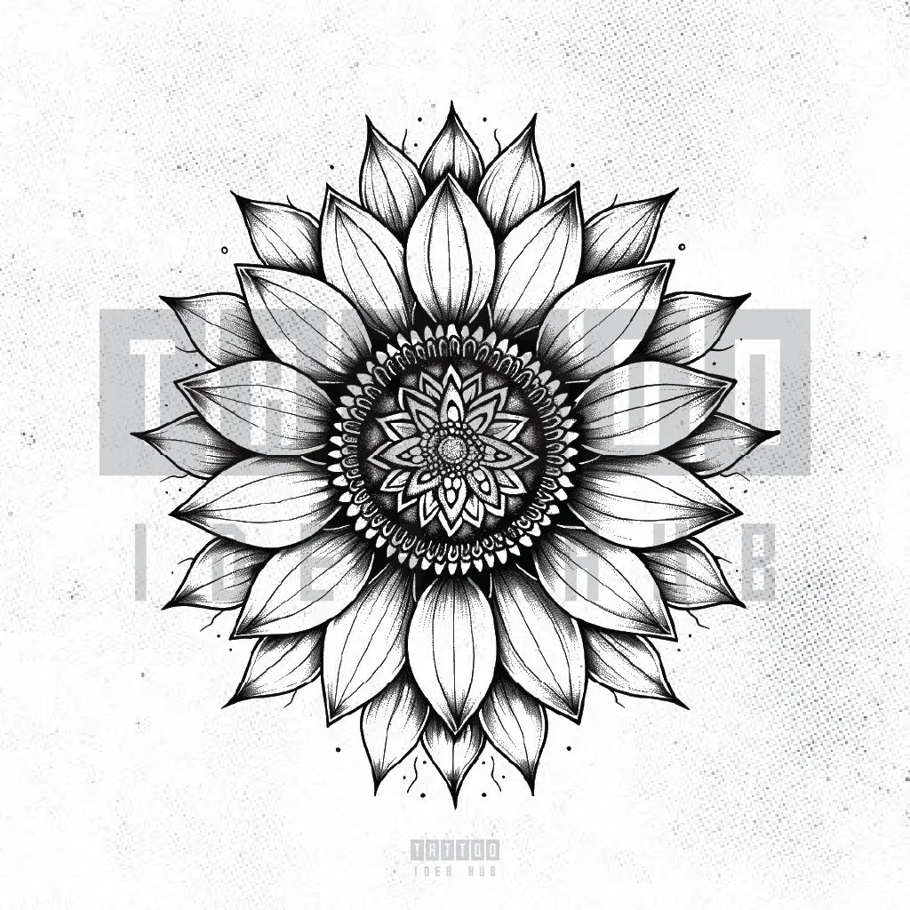 mandala sunflower tattoo idea design stencil png