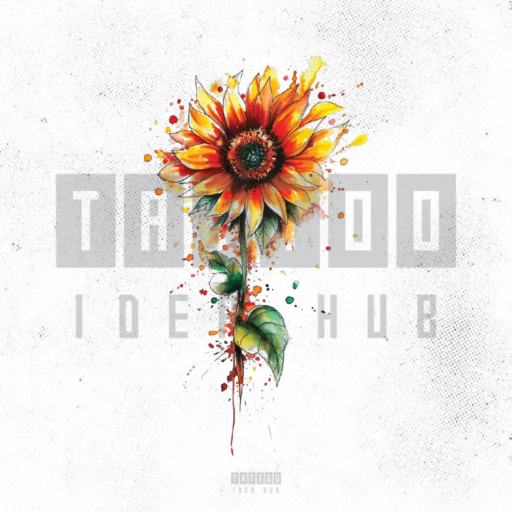 watercolor sunflower tattoo idea design stencil png