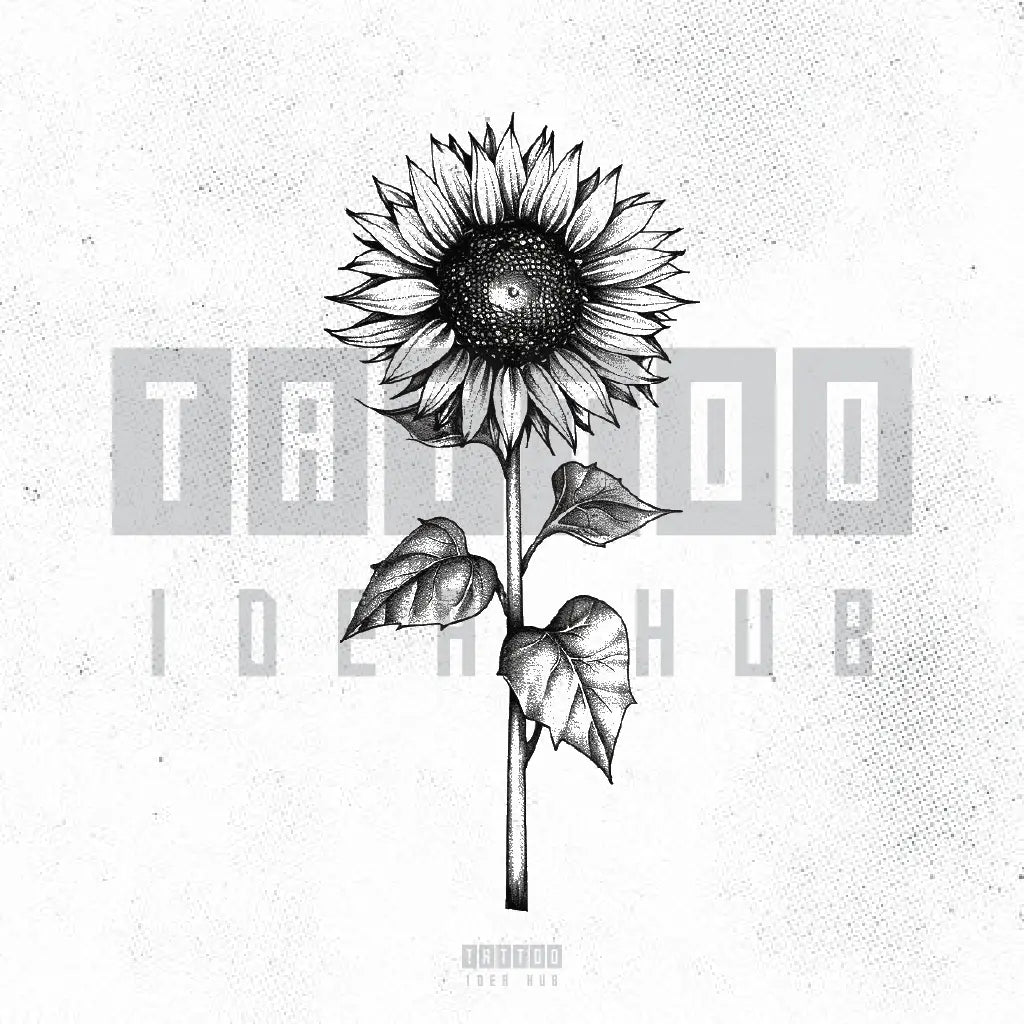 black and white sunflower tattoo idea design stencil png