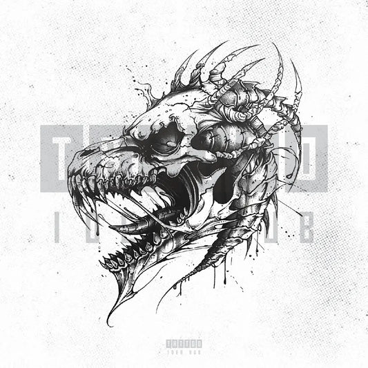 dragon skull tattoo idea design stencil png