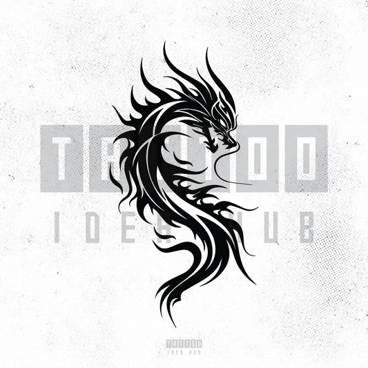 tribal dragon tattoo idea design stencil png