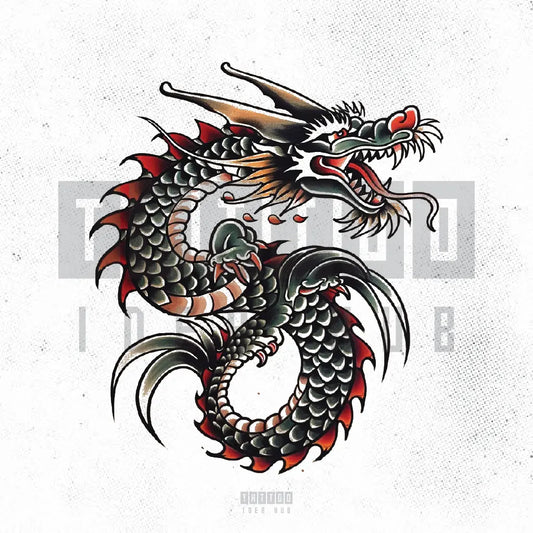 traditional dragon tattoo idea design stencil png