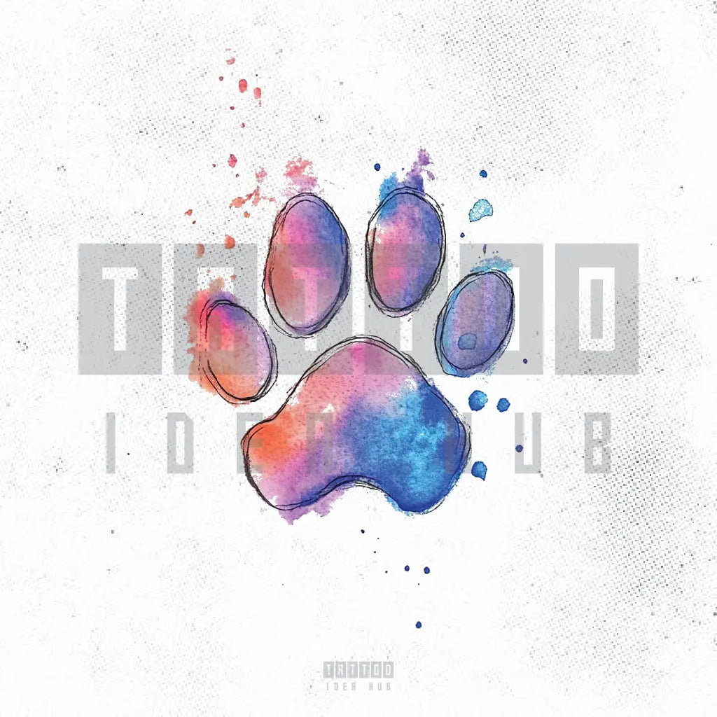 watercolor dog cat paw print tattoo idea design stencil png