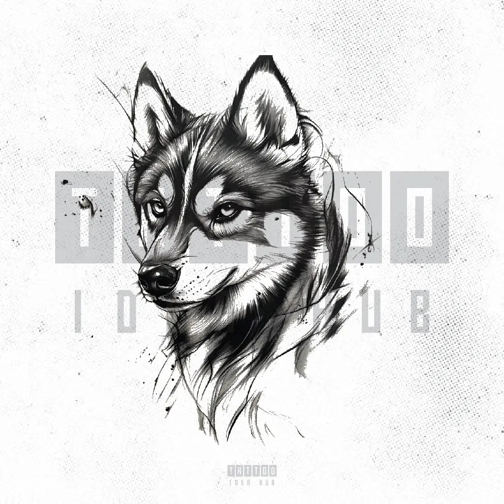 siberian husky dog tattoo idea design stencil png