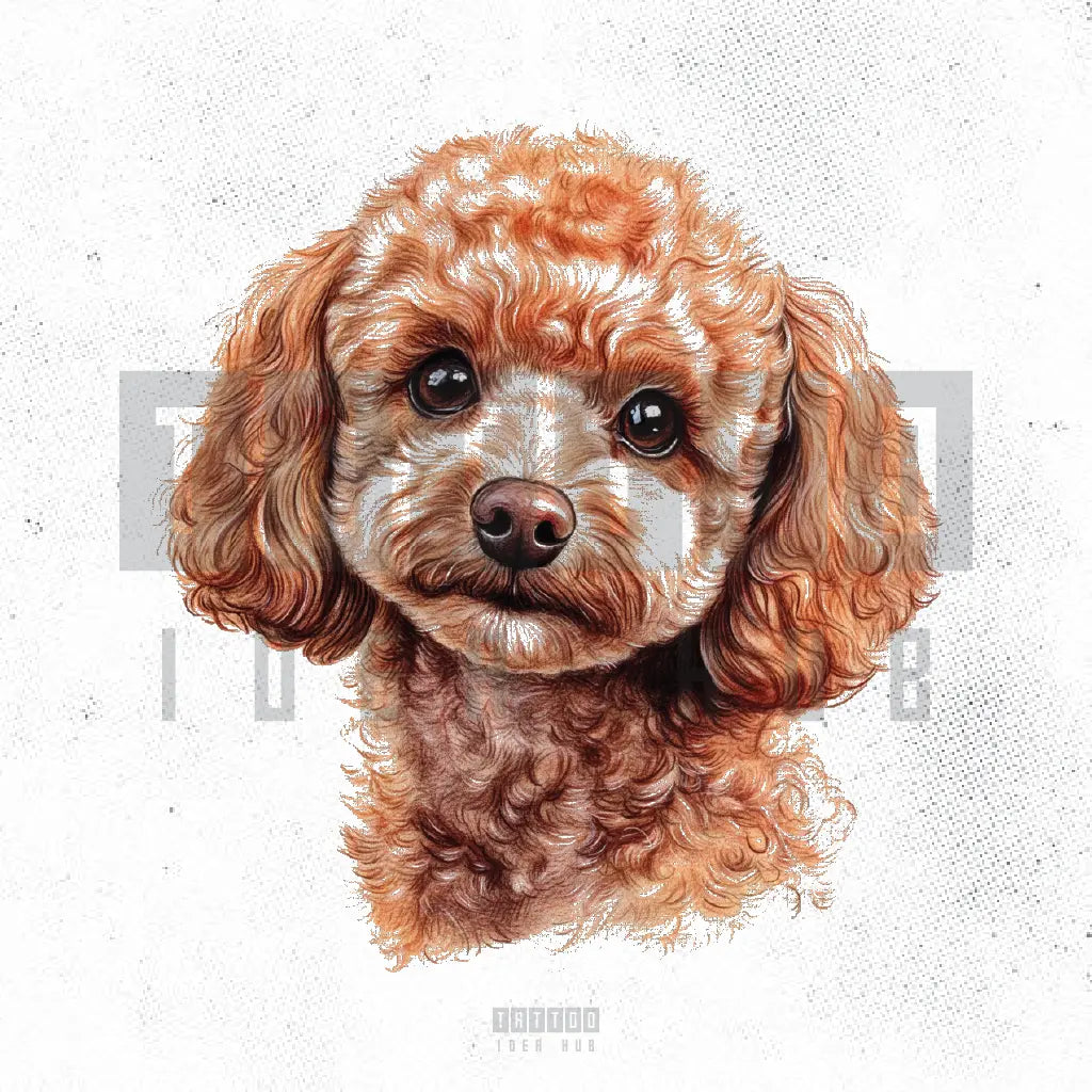 cute toy poodle dog tattoo idea design stencil png