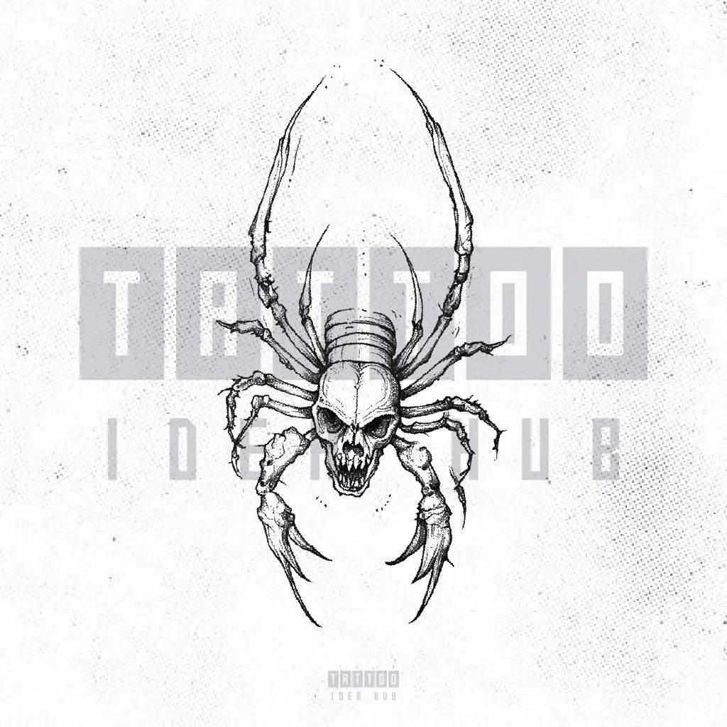 skull scorpion tattoo idea design stencil png
