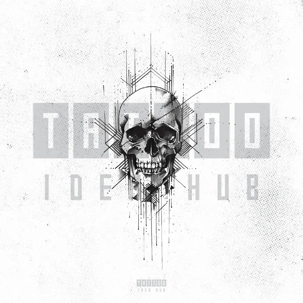 geometric skull tattoo idea design stencil png