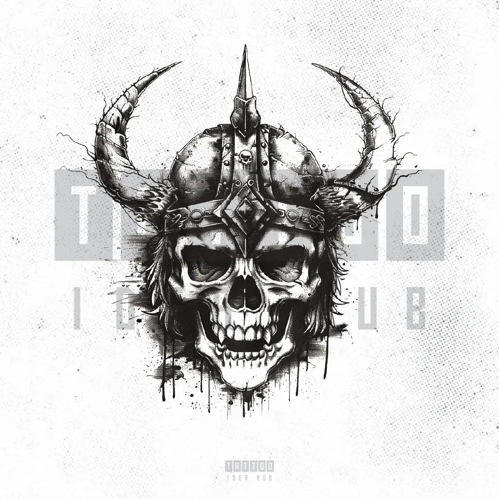 viking skull sketch tattoo idea design stencil png