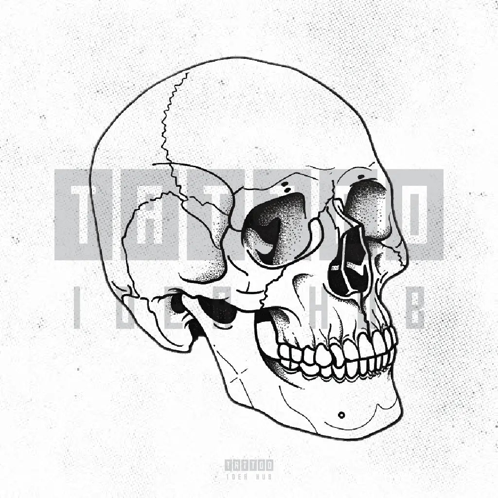 simple skull outline tattoo idea design stencil png