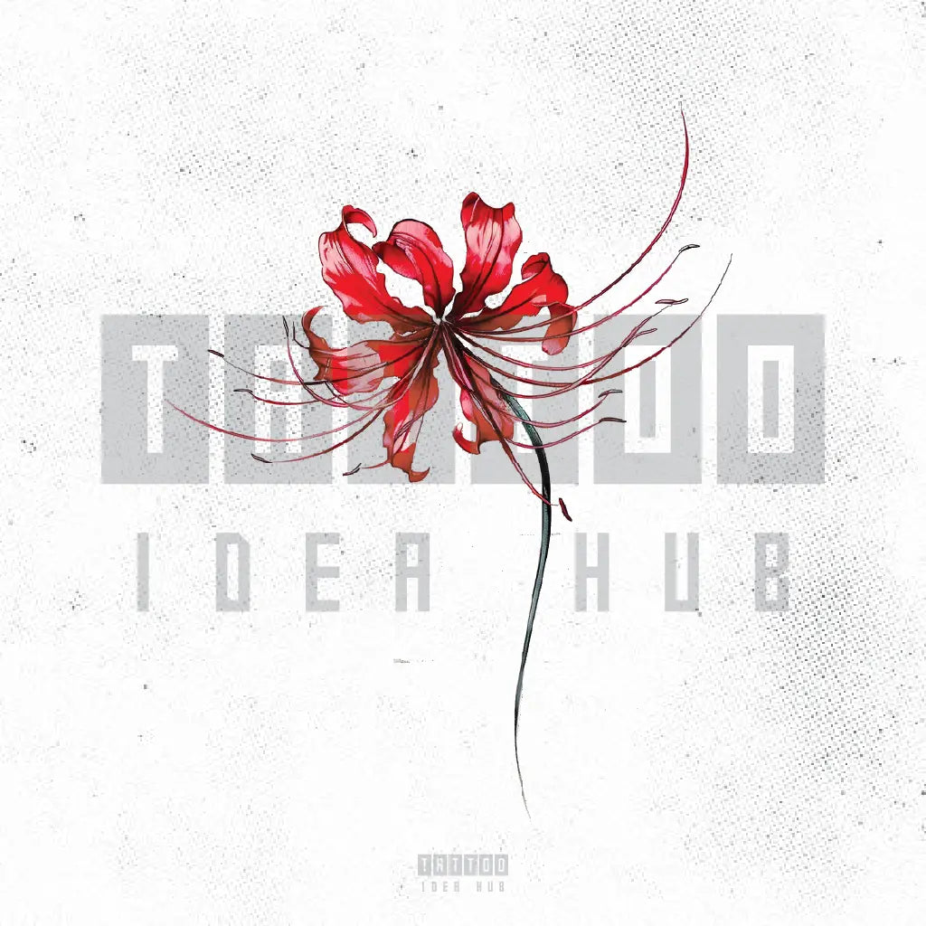 red spider lily tattoo idea design stencil png