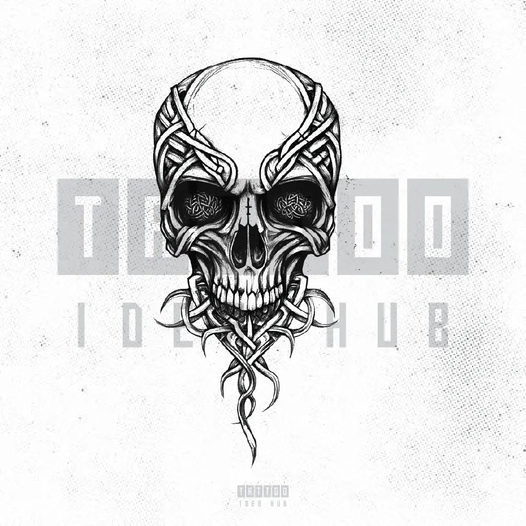 celtic skull tattoo idea design stencil png