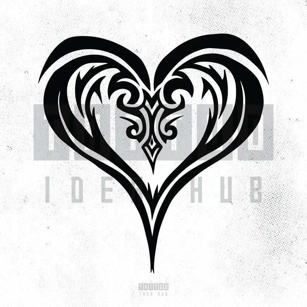 simple tribal heart symbol tattoo idea design stencil png