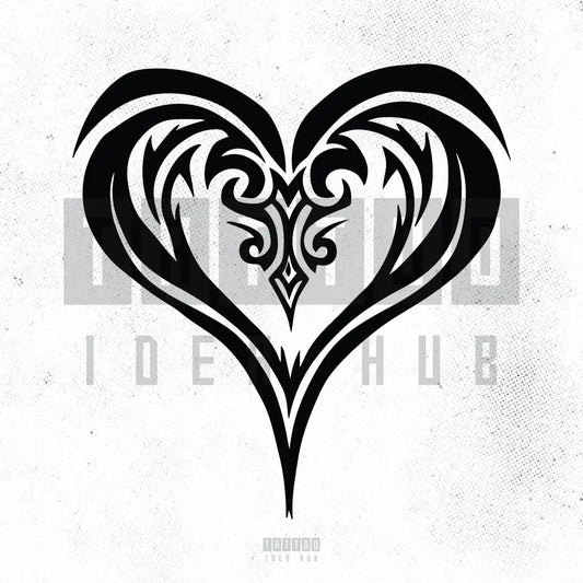 simple tribal heart symbol tattoo idea design stencil png