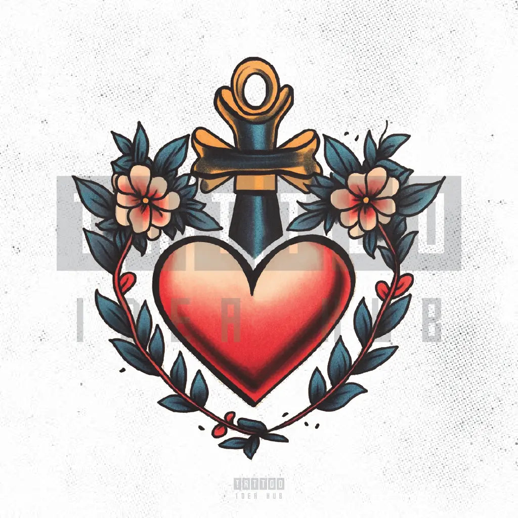 traditional red heart tattoo idea design stencil png