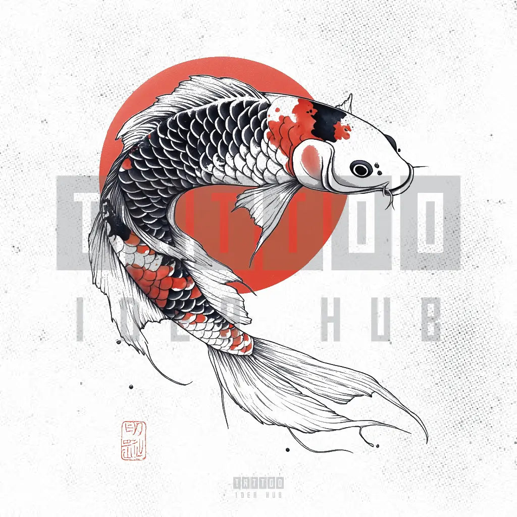 japanese koi fish tattoo idea design stencil png