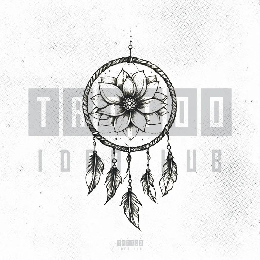flower dreamcatcher tattoo idea design stencil png
