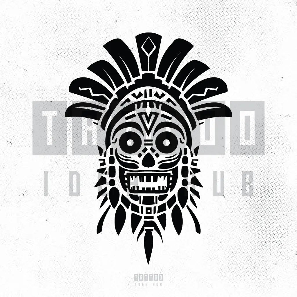 tribal aztec skull tattoo idea design stencil png