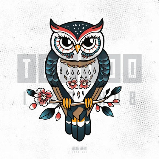 traditional owl tattoo idea design stencil png