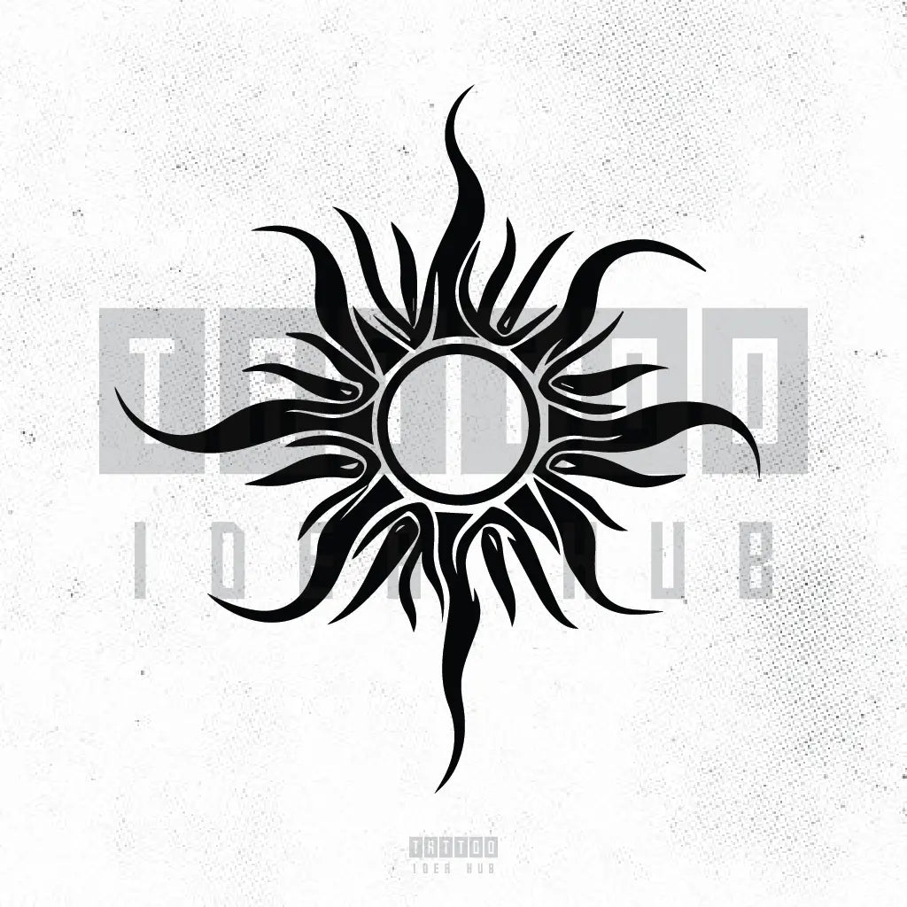 simple tribal sun tattoo idea design stencil png