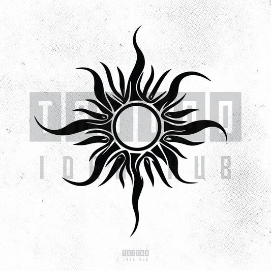 simple tribal sun tattoo idea design stencil png