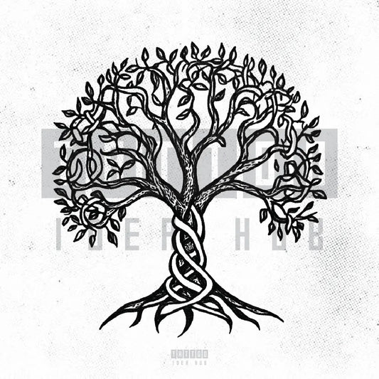 simple celtic tree of life tattoo idea design stencil png
