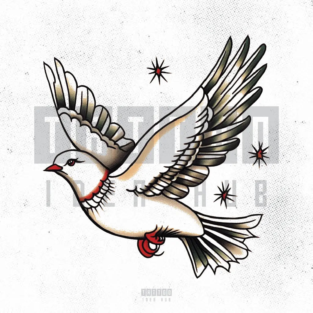 simple traditional dove outline tattoo idea design stencil png