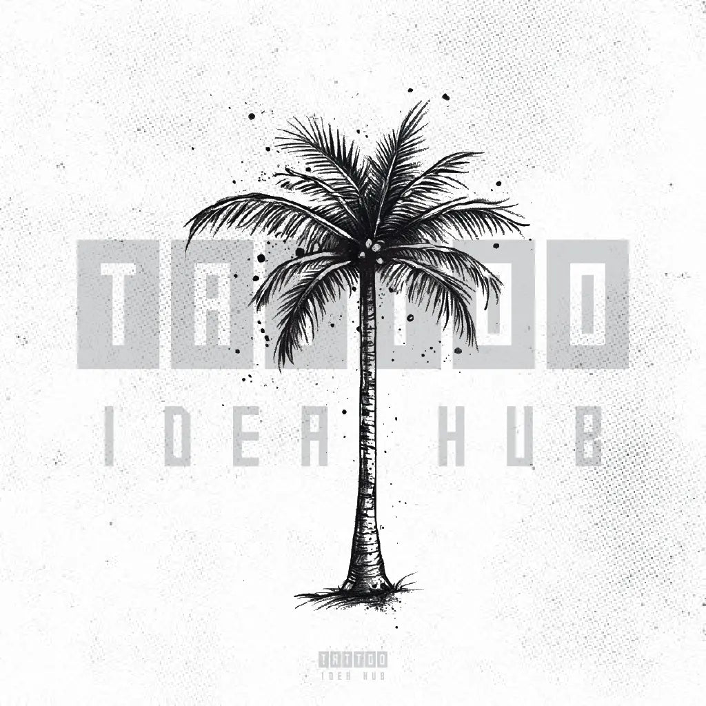 simple minimalist palm tree tattoo idea design stencil png