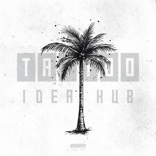 simple minimalist palm tree tattoo idea design stencil png